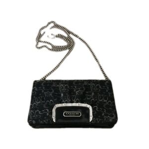 Y2K COACH Signature Black Dinky Bag w/ Silver Chain Strap
